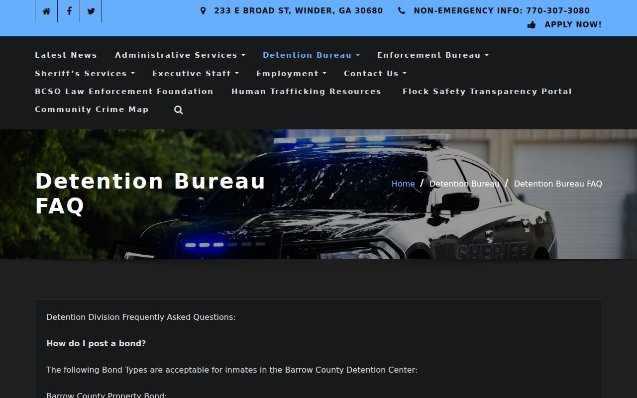 Barrow County warrant search bond type information