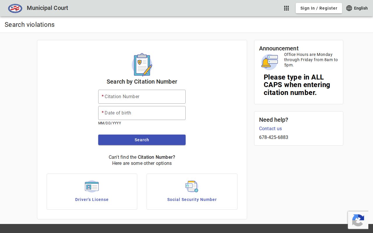 Winder warrant records citation search and payment page