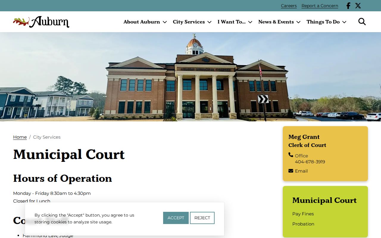 Official Auburn Municipal Court schedule and warrant-related court instructions