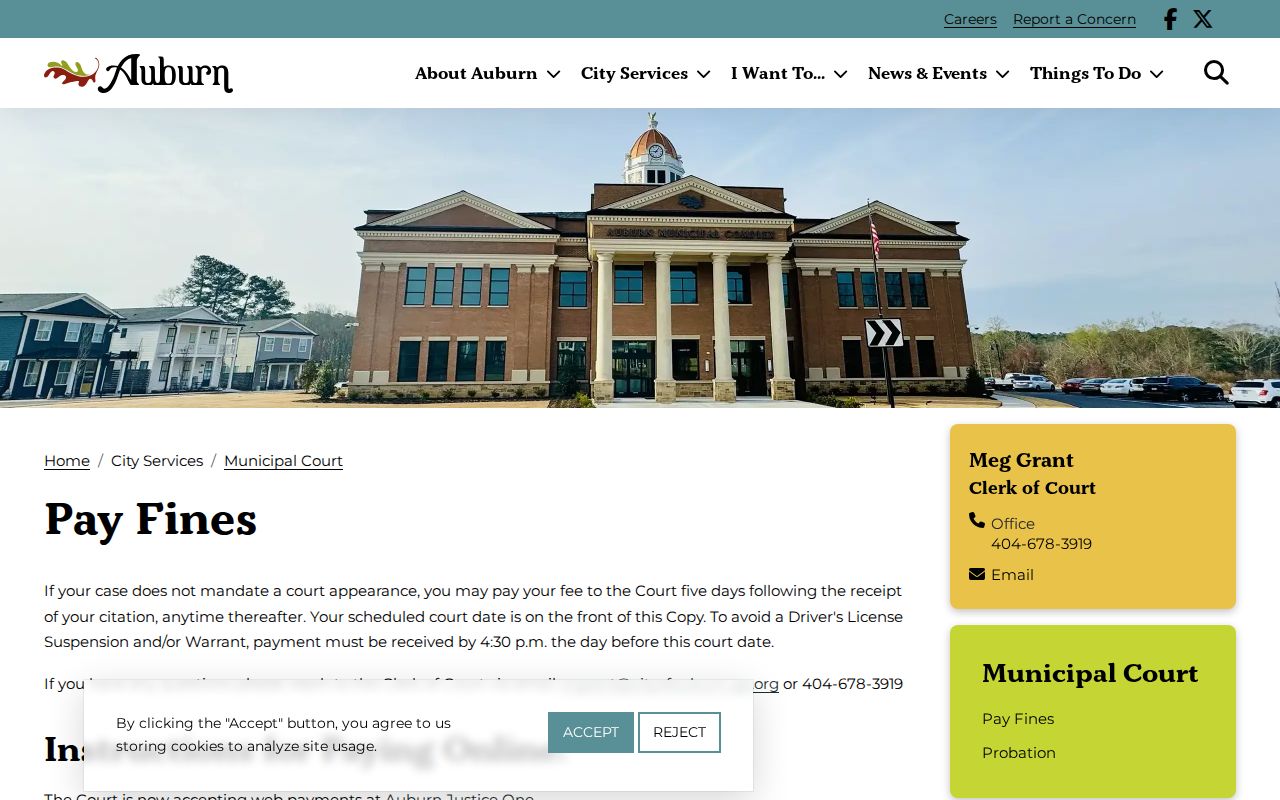 Auburn JusticeOne citation payment access linked by the municipal court