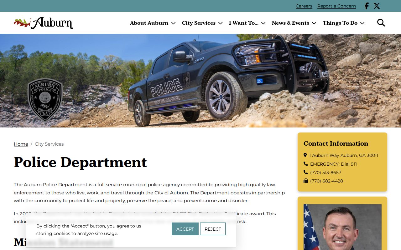 Official Auburn Police Department information for city warrant contacts
