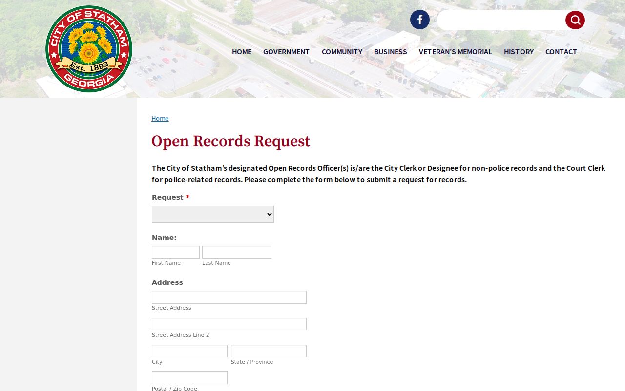 Statham warrant records open-records custodian instructions